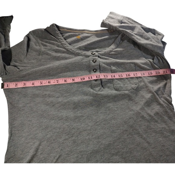 Carhartt Pocket Tee Shirt Blue Gray 3/4 Sleeve Front Snaps Cotton Womens Large - Picture 9 of 10